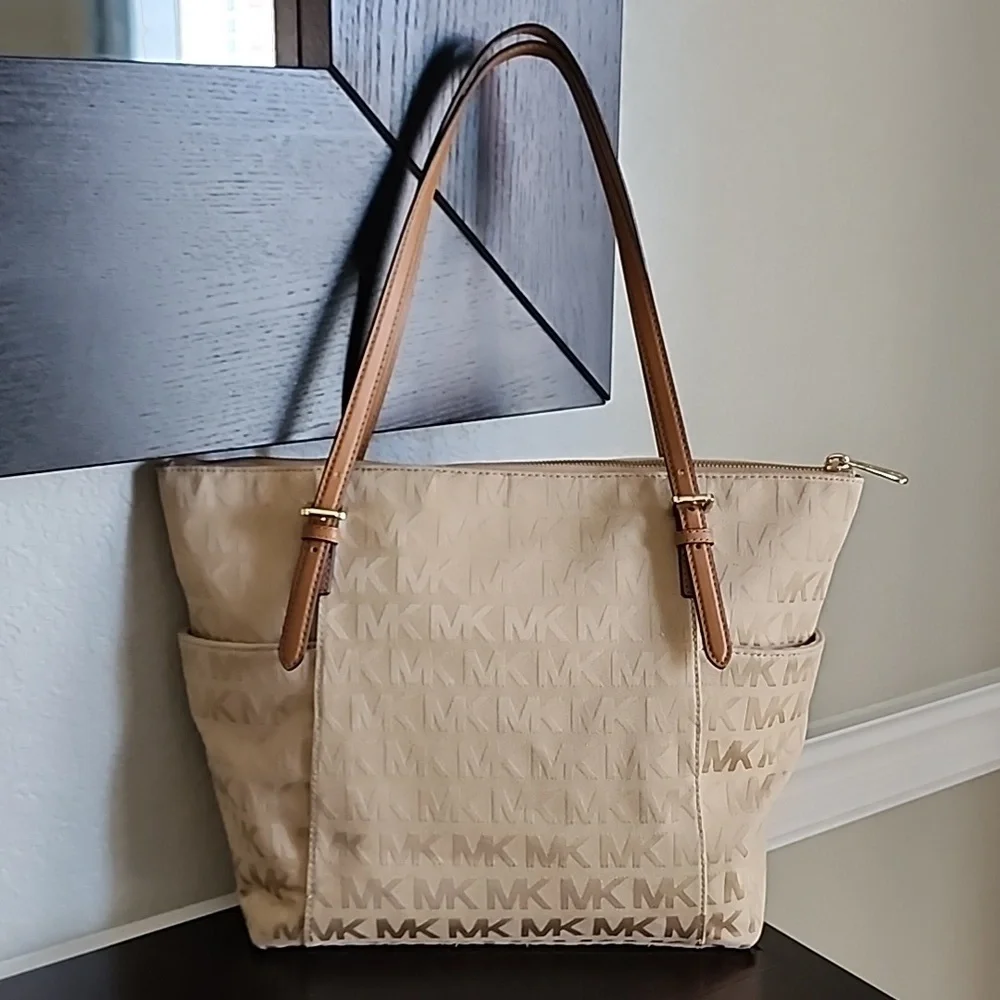 Michael Kors Monogramed Canvas Medium Size Tote/Shoulder Bag